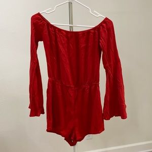 Off Shoulder Bell Sleeve Romper